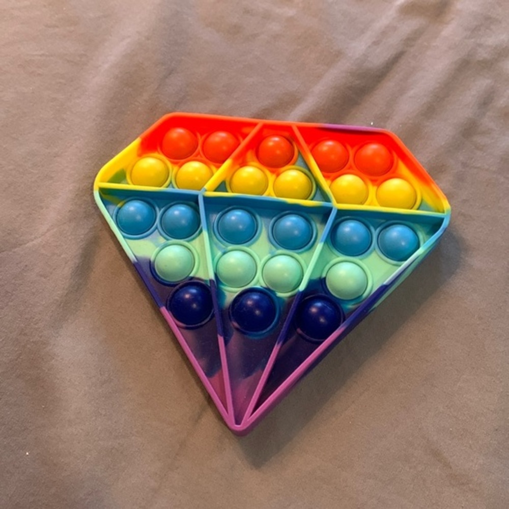 Rainbow Bubble Poppers Pop-Up Fidget Toy Diamond Shape